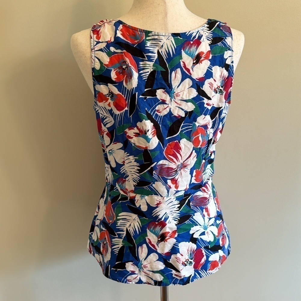 J. Crew Tropical Floral Print Linen Blend Peplum Top Size 6 - Picture 7 of 14